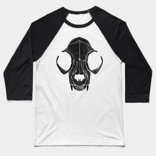 Cat Skull Black Baseball T-Shirt